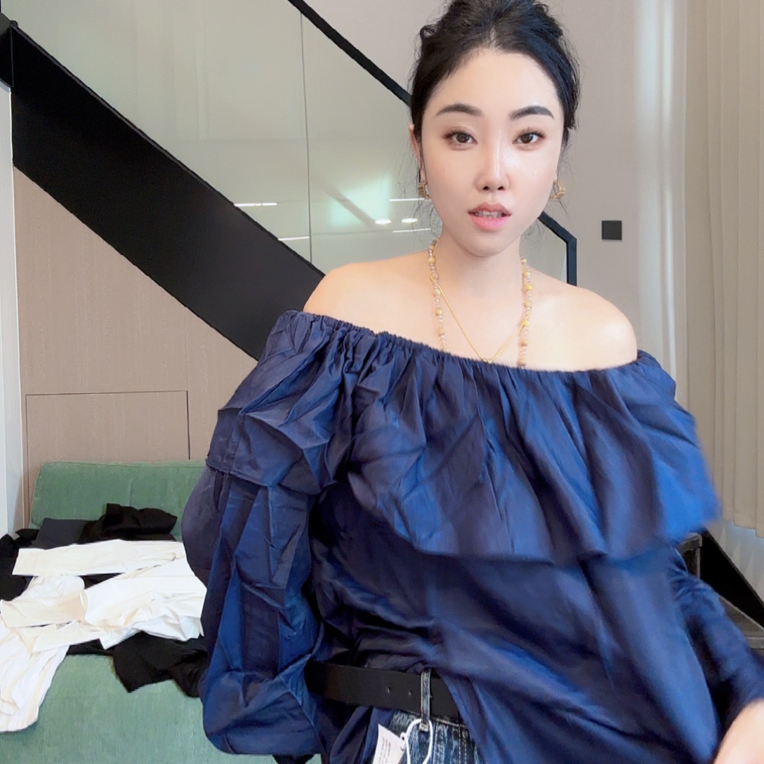 藏蓝色天丝上衣464667686