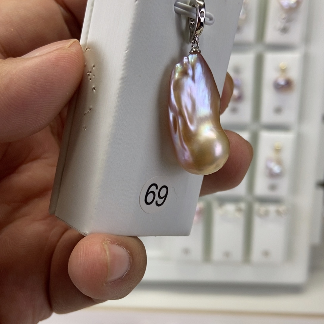 吊坠(不含链)淡水珍珠银S925镶嵌