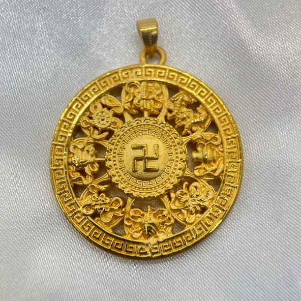 足金饰品/古法八宝罗盘瓜子扣/9.35/1A5B1643/Q