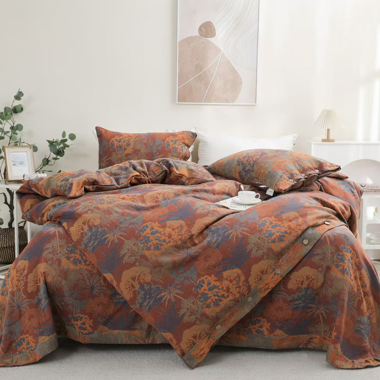 【庆云松柏】-精品全棉A类双层纱四件套复古床品色织纯棉加厚柔软