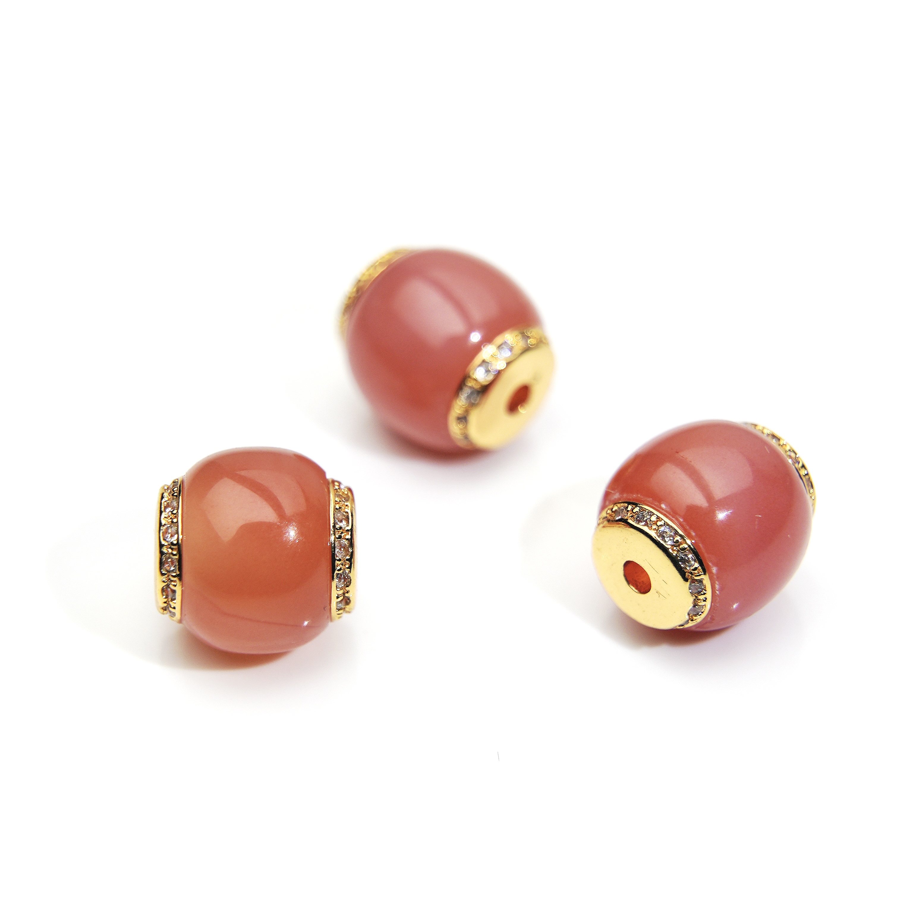 【玖仰文玩】珠改系列 粉糯鼓珠顶珠配饰10mm JY098