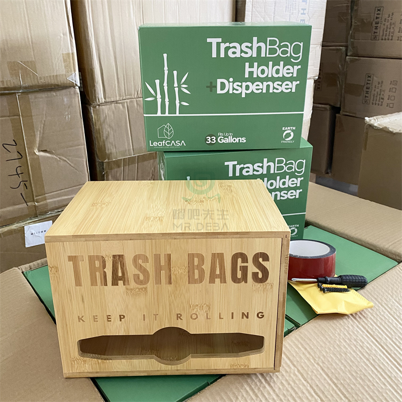 竹木收纳盒家用餐厅厨房食物保鲜袋储物盒垃圾袋木盒