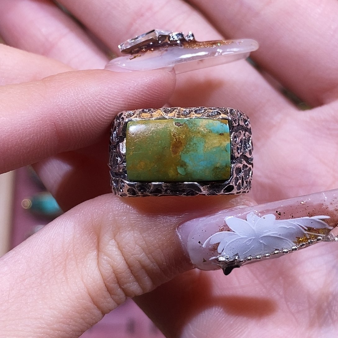 绿松石戒指银S925镶嵌月***?戒指