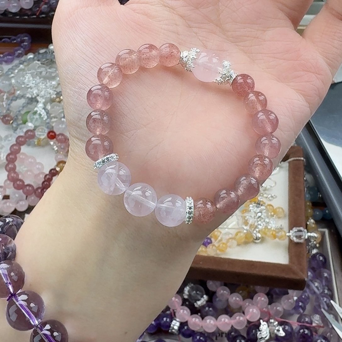 烟晶手链银S925镶嵌好