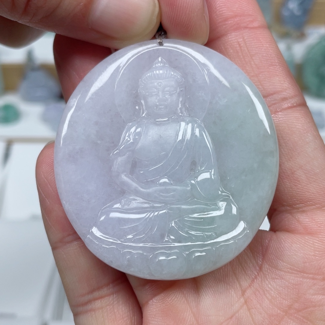 翡翠颈饰未镶嵌天然翡翠A货大日如来G2号