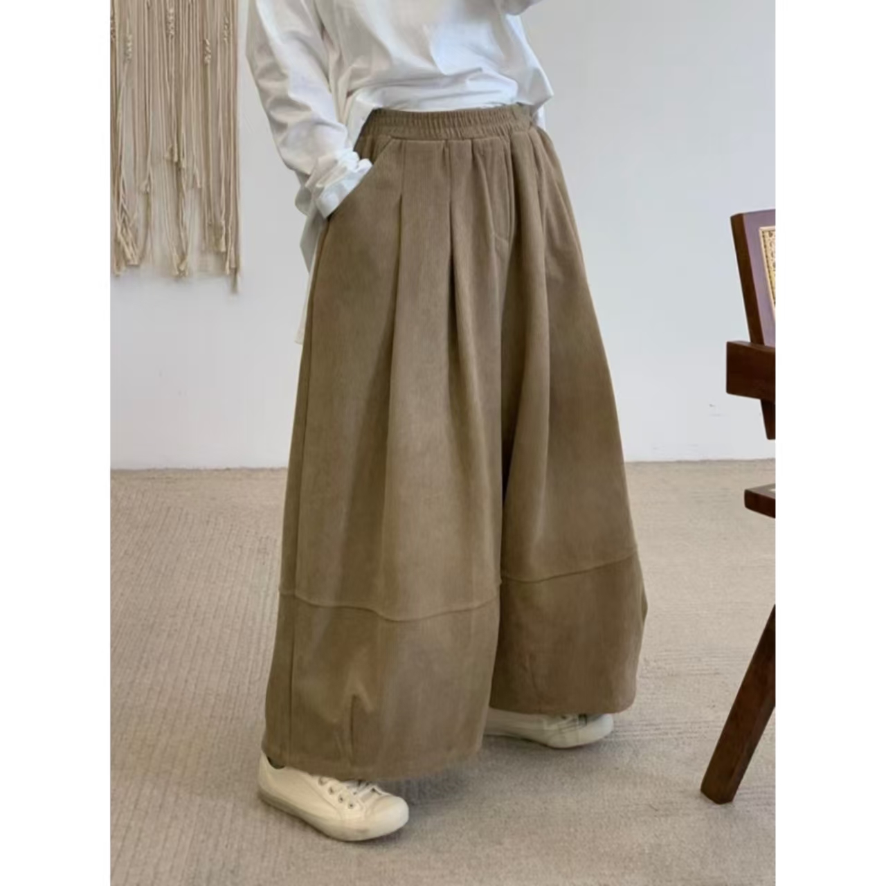 【山本少女】新款慵懒风垂感宽松休闲百搭阔腿裤H832