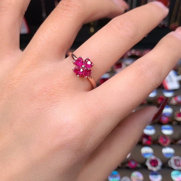 红宝石戒指银S925镶嵌1