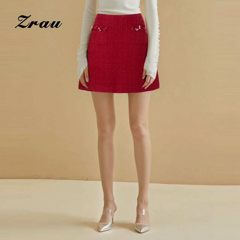ZRAU法式小香风编织粗花呢短款半裙91180041702