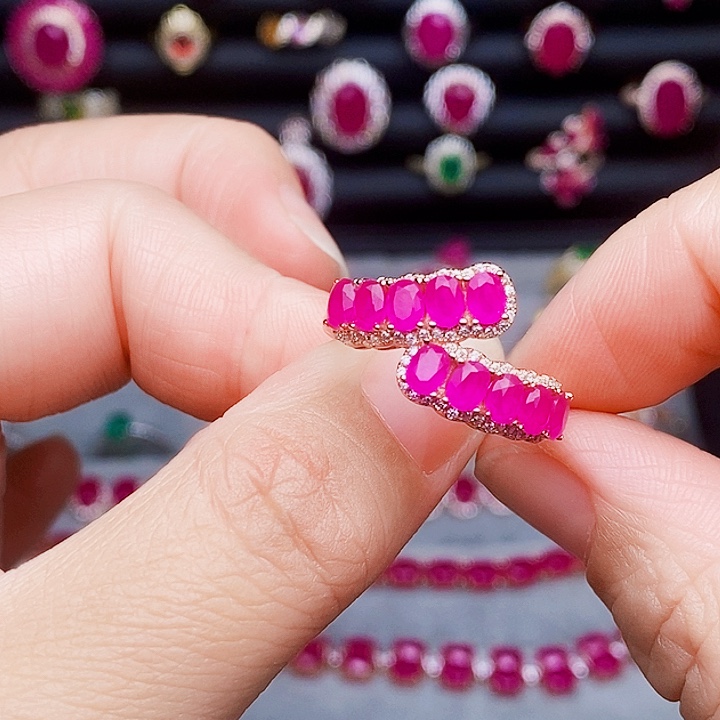 红宝石银S925镶嵌戒指