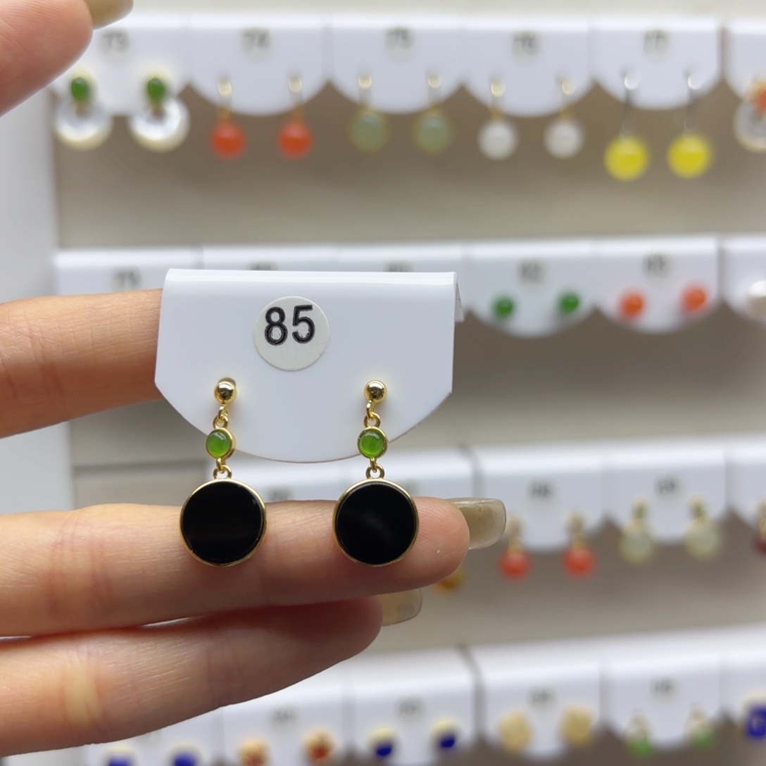 银S925镶嵌和田玉耳饰