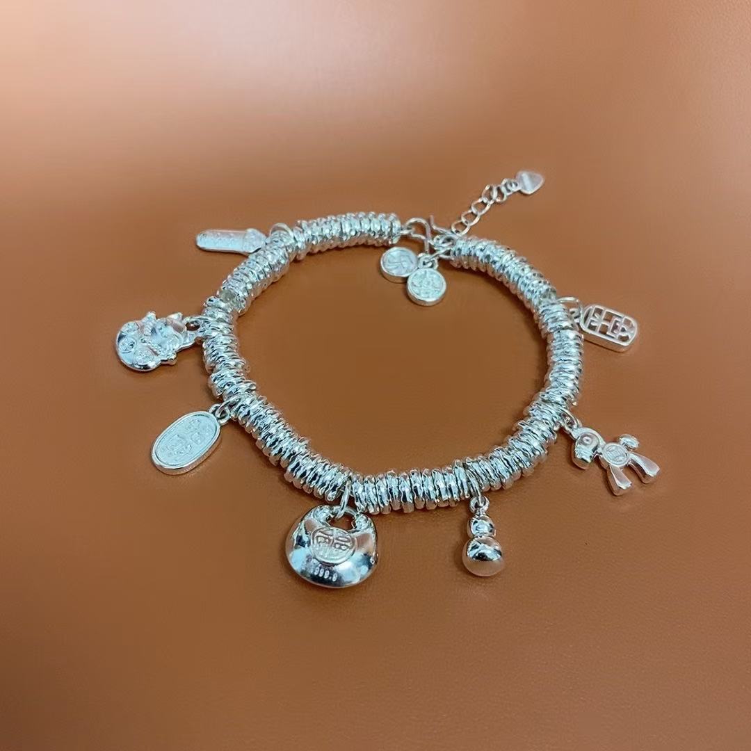 足银手链 多宝盘缠手链