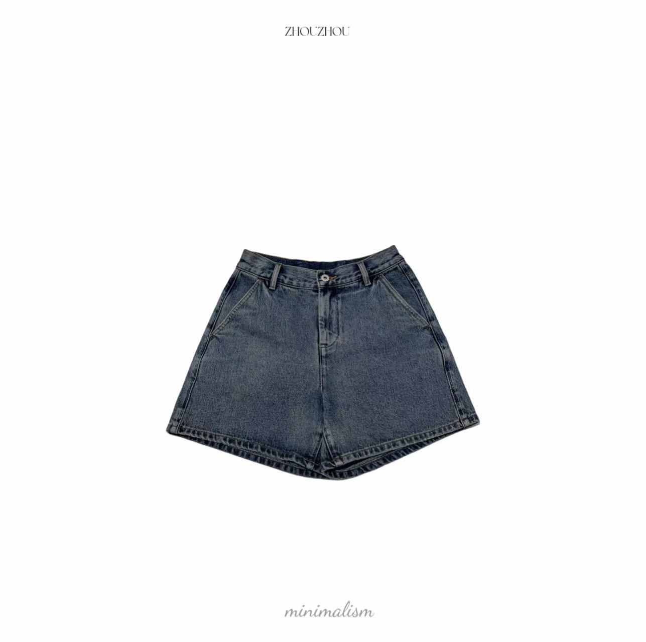 【zhouzhou】设计师2025夏季“100棉”水洗宽松牛仔中裤