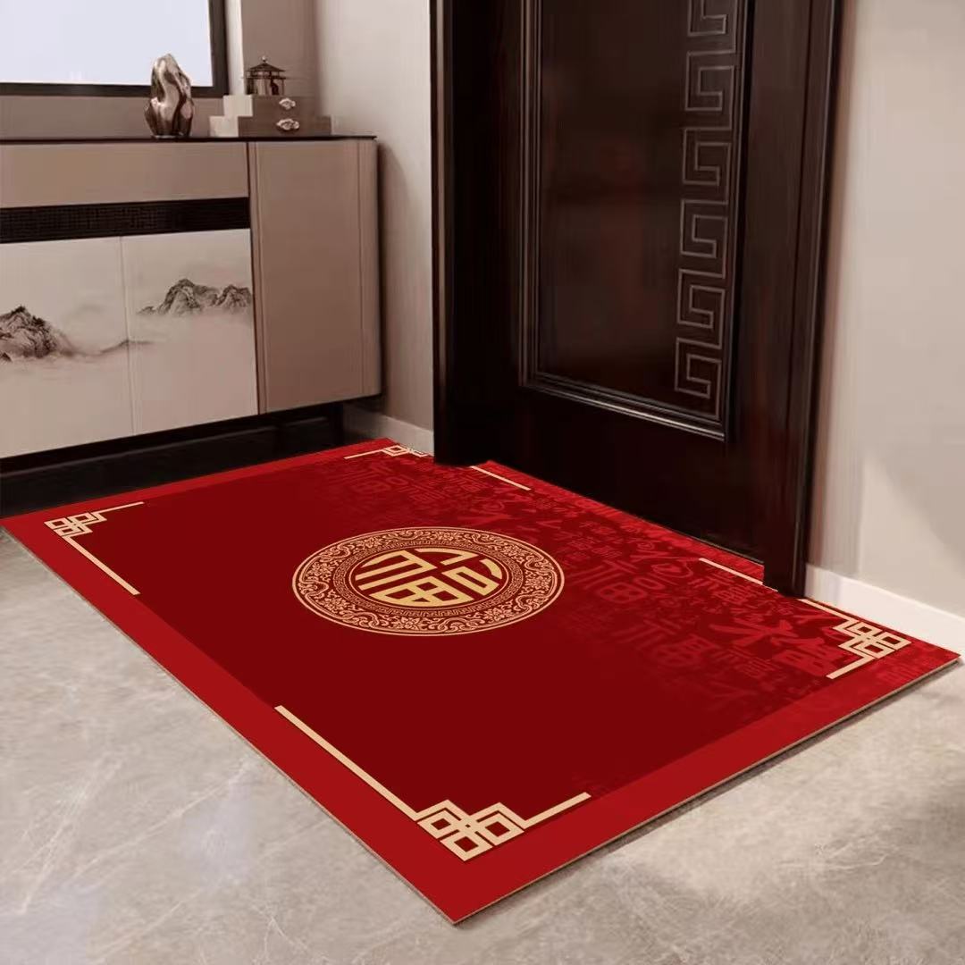 【硅藻泥】鸿运福百搭入户玄关可裁剪地毯喜庆加厚水洗厨房卫浴地垫