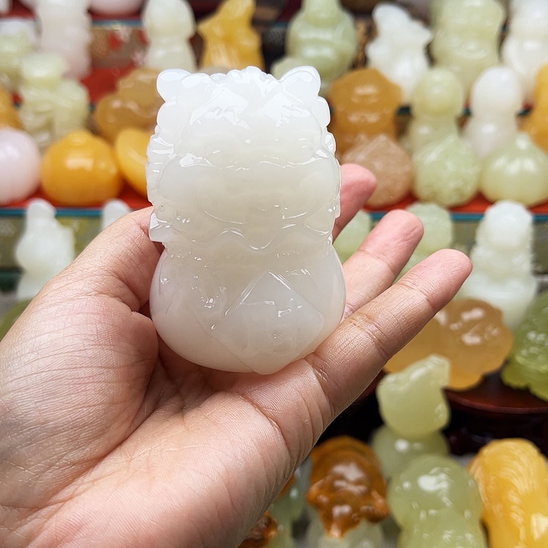 这***点石材麒麟收吧摆件