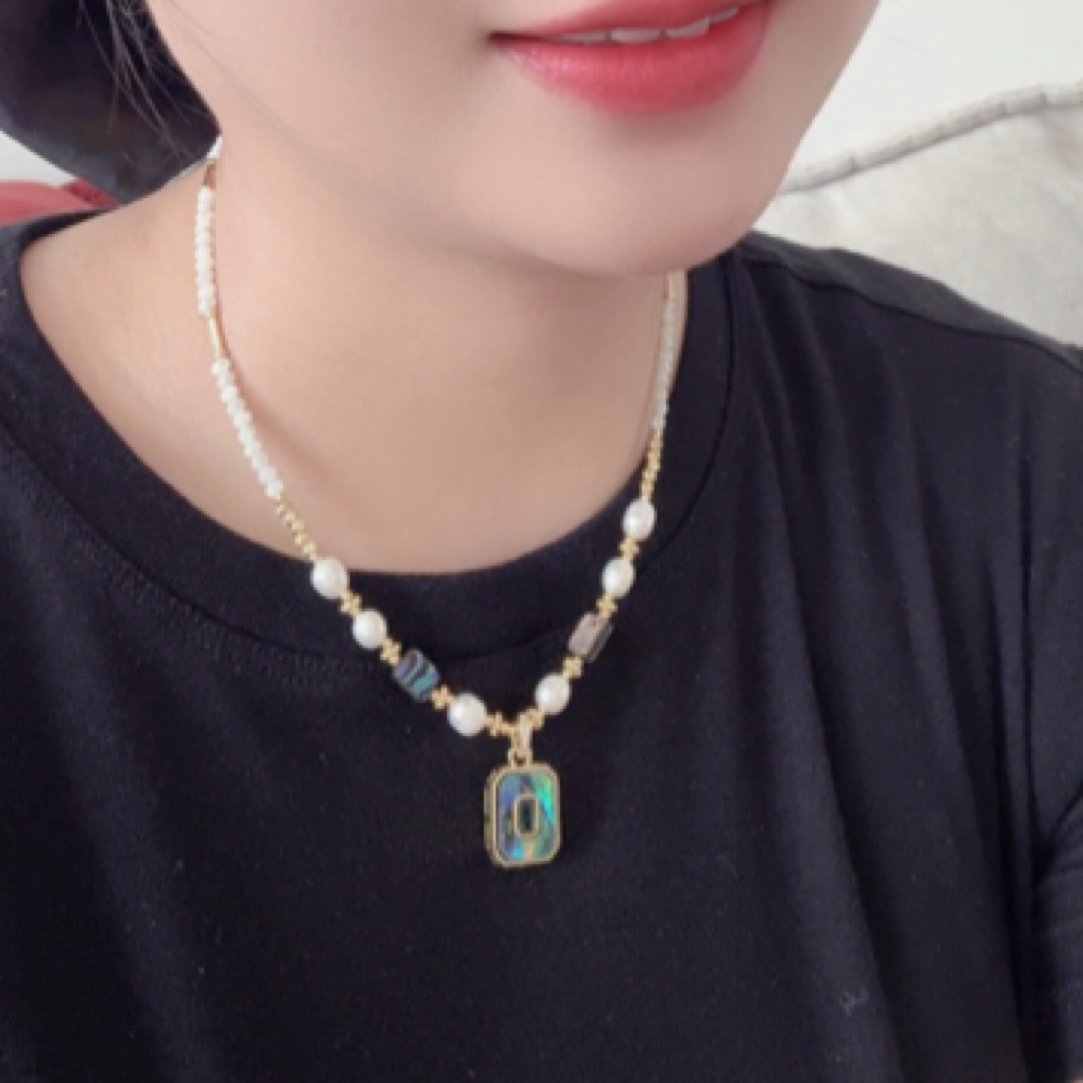 铜合金贝壳项链 21cm(含)-50cm(含)法式绿色气质饰品编织链子