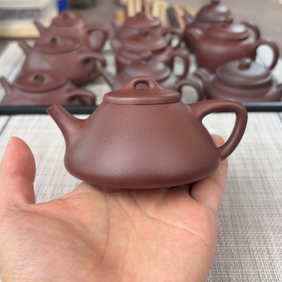 紫砂茶壶微瑕半手工老紫泥子冶石瓢壶150cc