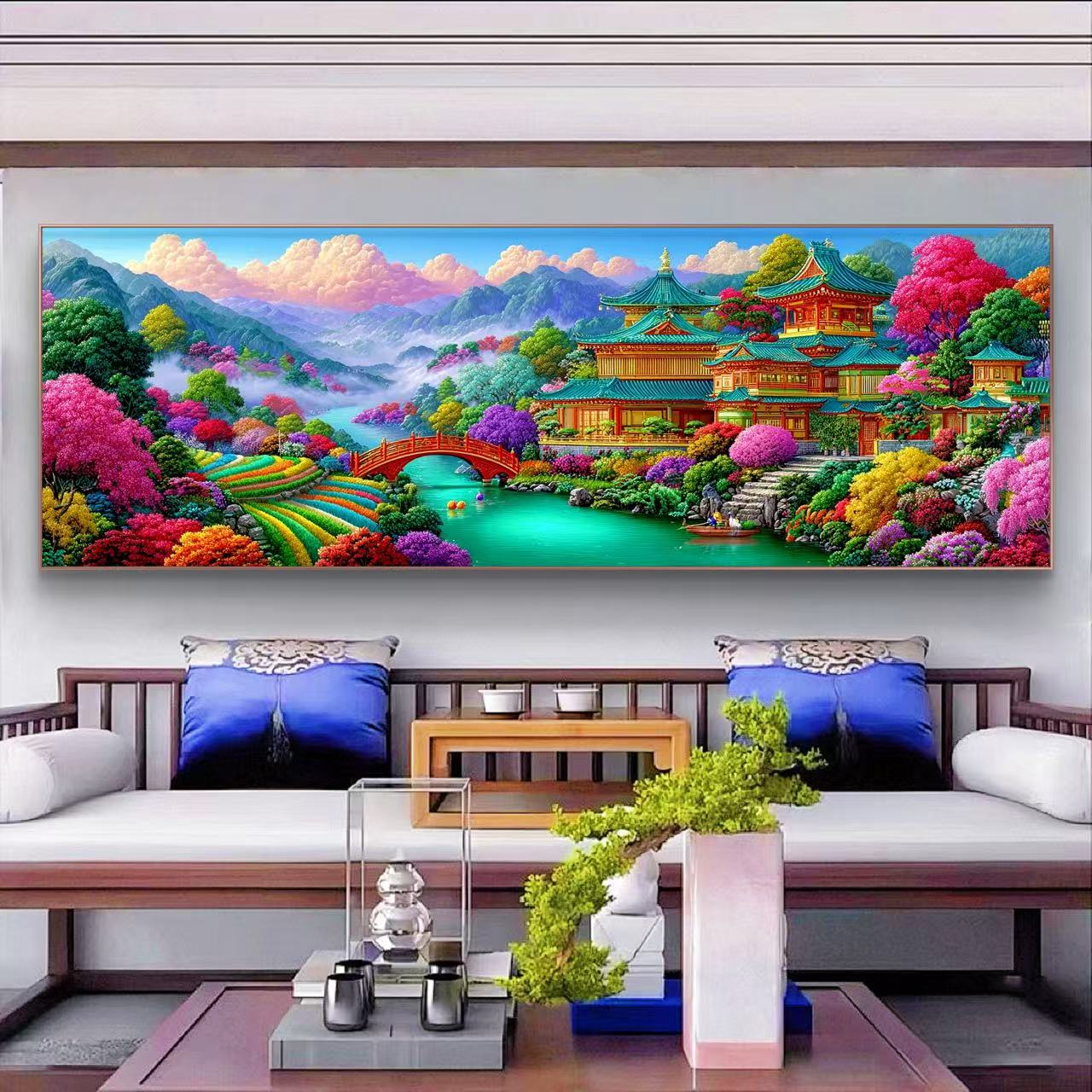 情络甄选定制十字绣 原创版权金山梯田没绣的f2223  58色块