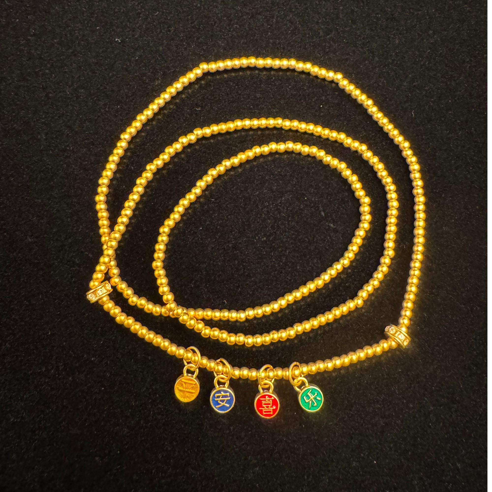  足金999 黄金古法平安喜乐三圈