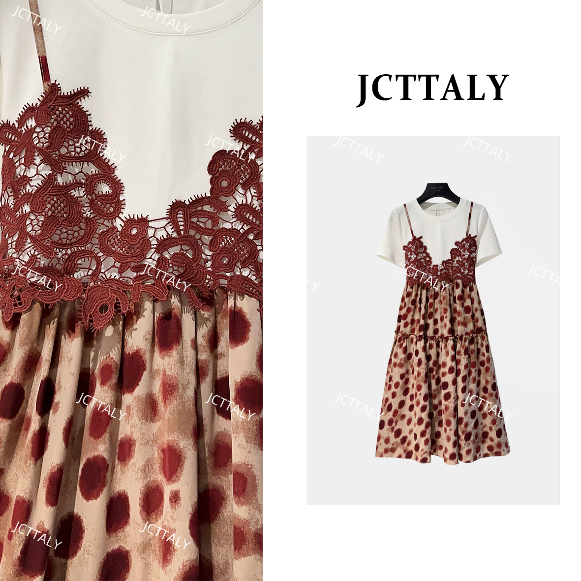 【Linda】【70】夏季假两件绿色收腰显瘦连衣裙假两件套JC-A3683