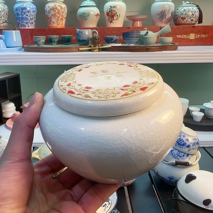 青花瓷器陶瓷茶叶罐 茶具旅行茶具 汝窑