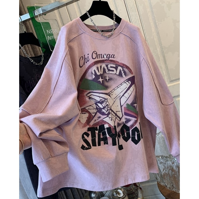 美式复古今年流行慵懒风宽松卫衣上衣T恤女装春装2025年新款爆款