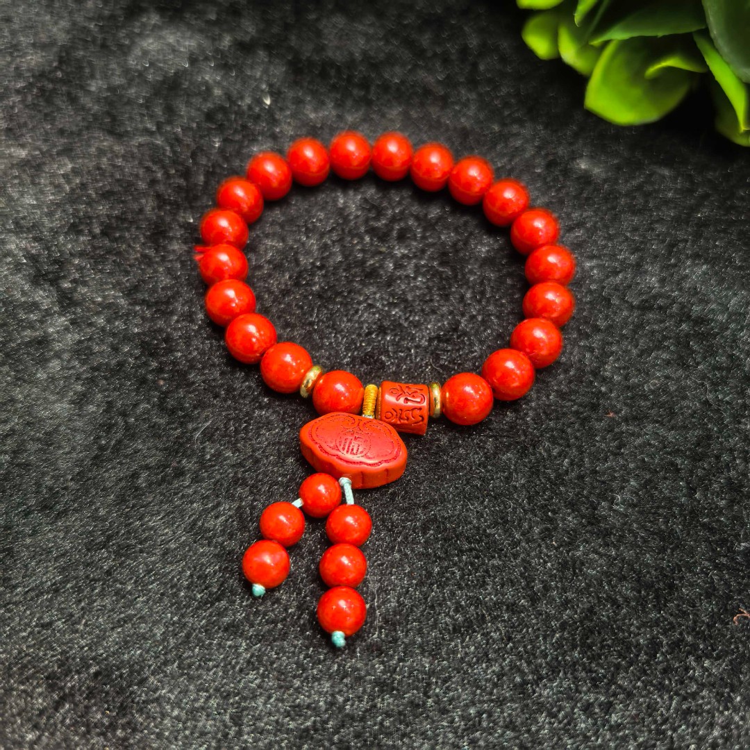 含辰砂工艺品S7594（玉夫人）大红朱砂如意手串-送礼佳品