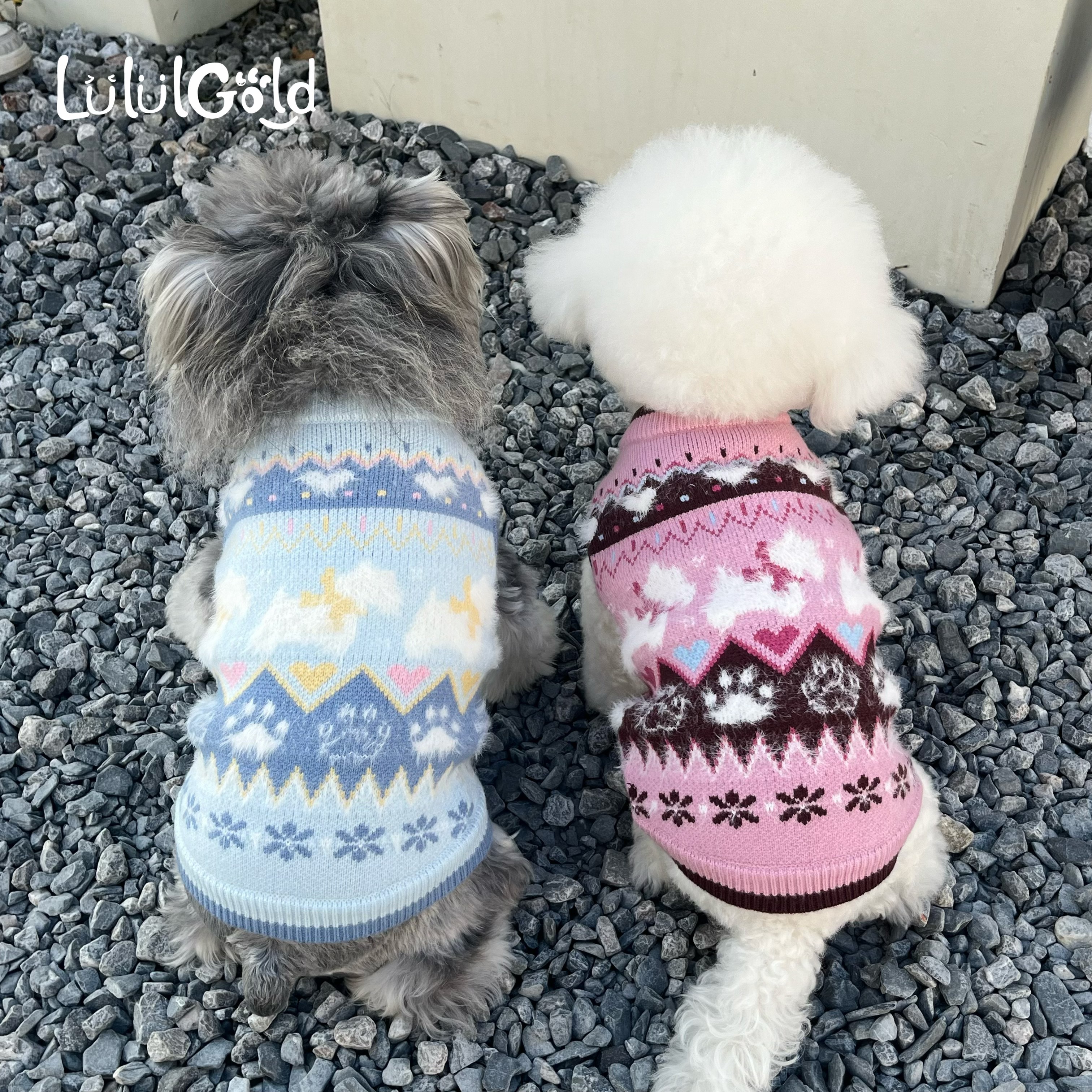 LululGold宠物衣服费尔岛毛衣秋冬保暖狗狗猫咪比熊雪纳瑞小型犬
