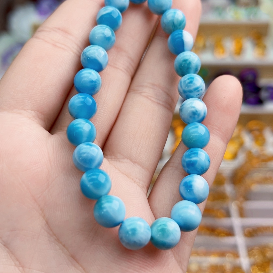 幸***罗针钠钙石（海纹石）未镶嵌手串天然保真