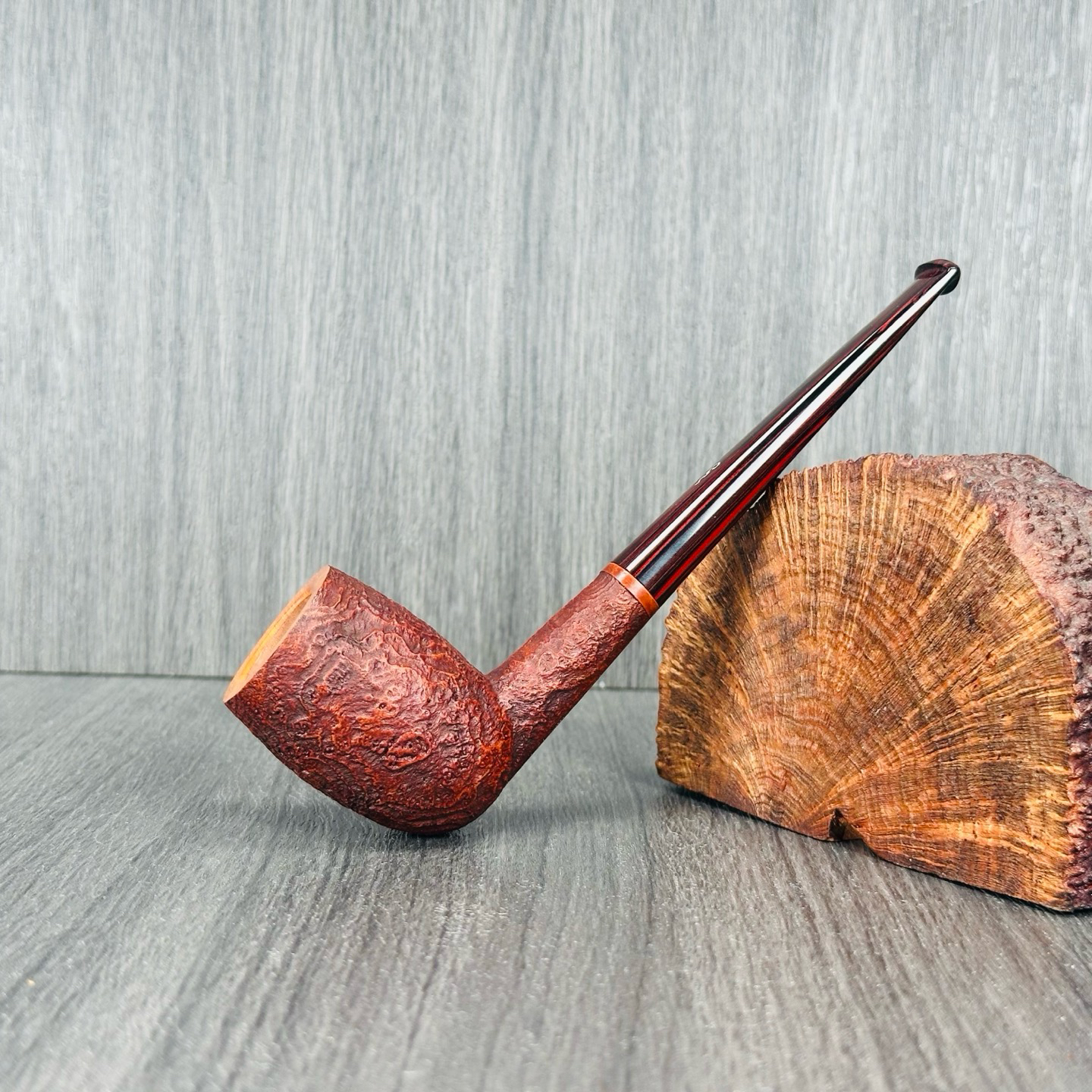 意大利老童巴里手工制作石楠木烟斗棕色喷砂撞球直斗
