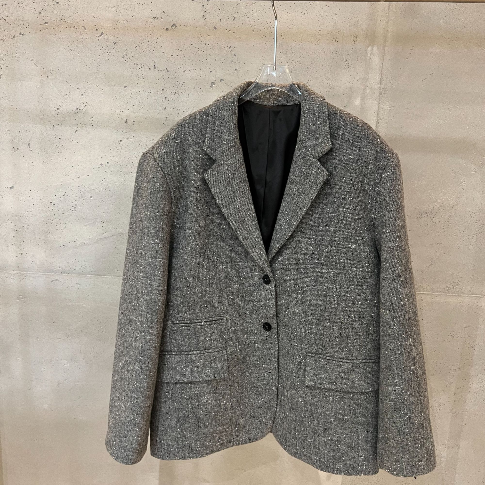 【DYMMXYMM】--.灰色羊毛呢料翻领不对称口袋西装外套-5FW-W250821