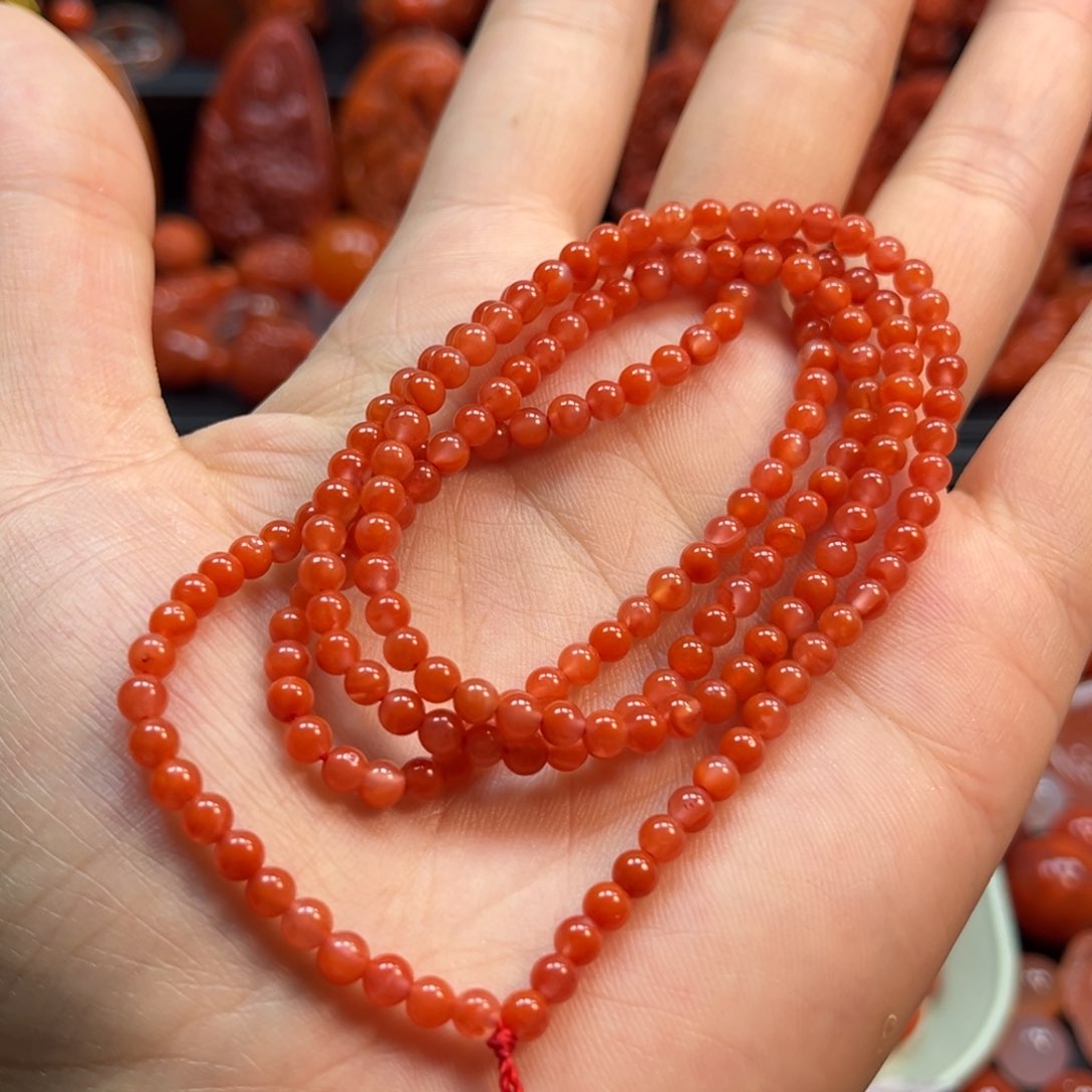 南红玛瑙小米珠3.8mm未镶嵌