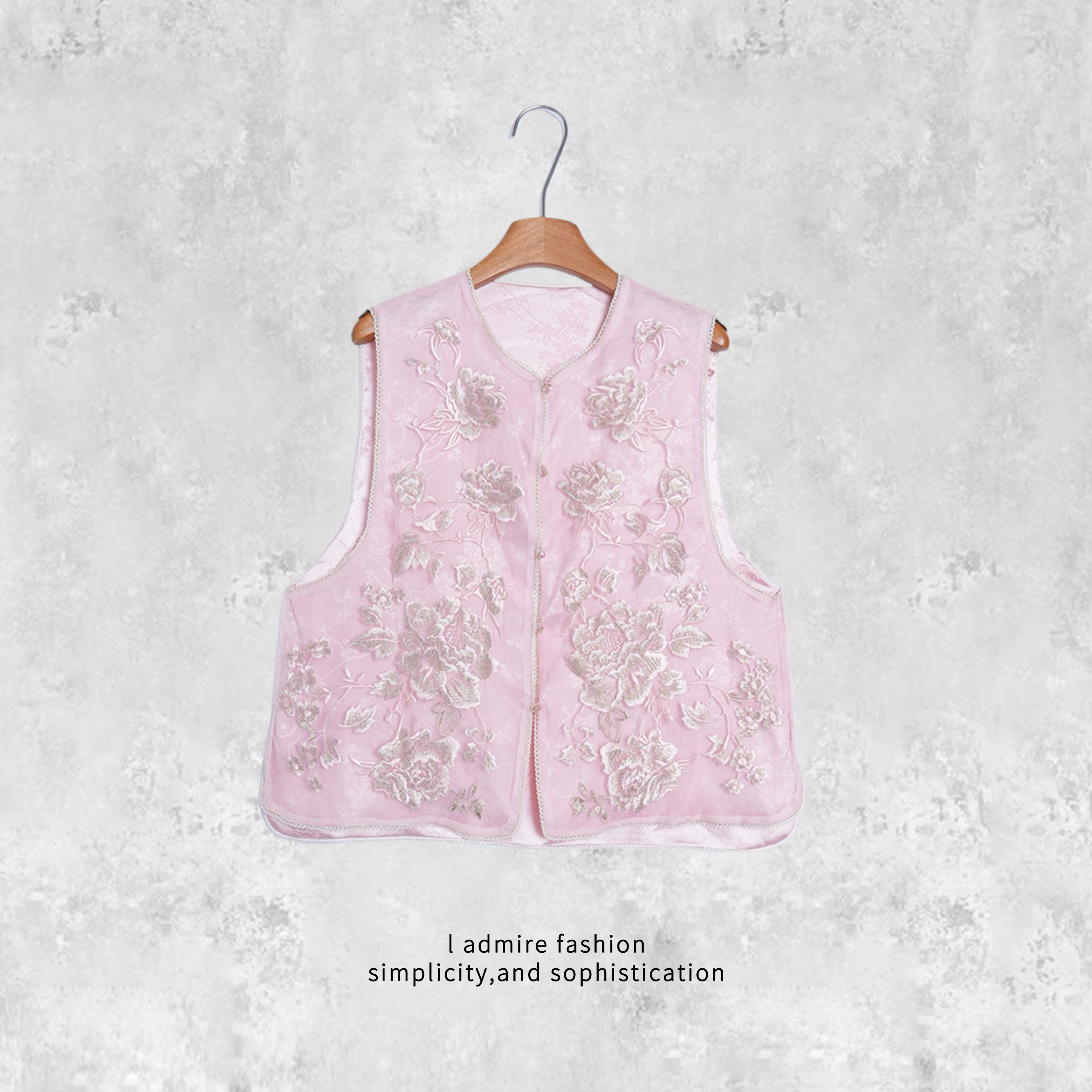 温温【花间令】欧根纱马夹夏季薄款新中式国风无袖重工马甲95136