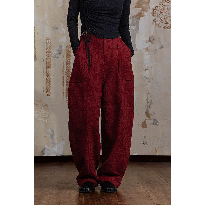 【ELSEN沙粒】羊毛阔腿穿搭显瘦宽松休闲镰刀长裤女装ES0015出行