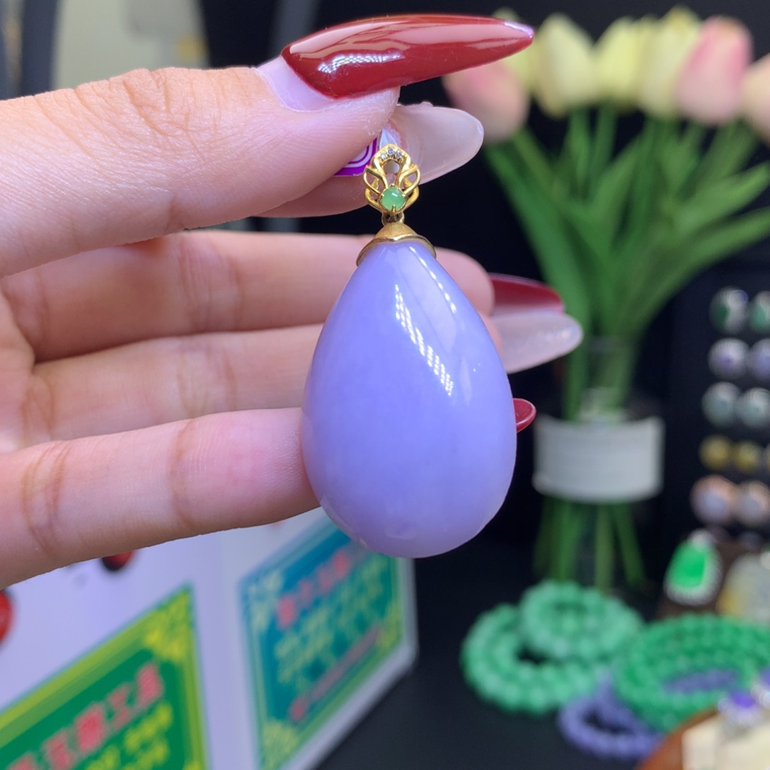 翡翠颈饰18K金镶嵌天然