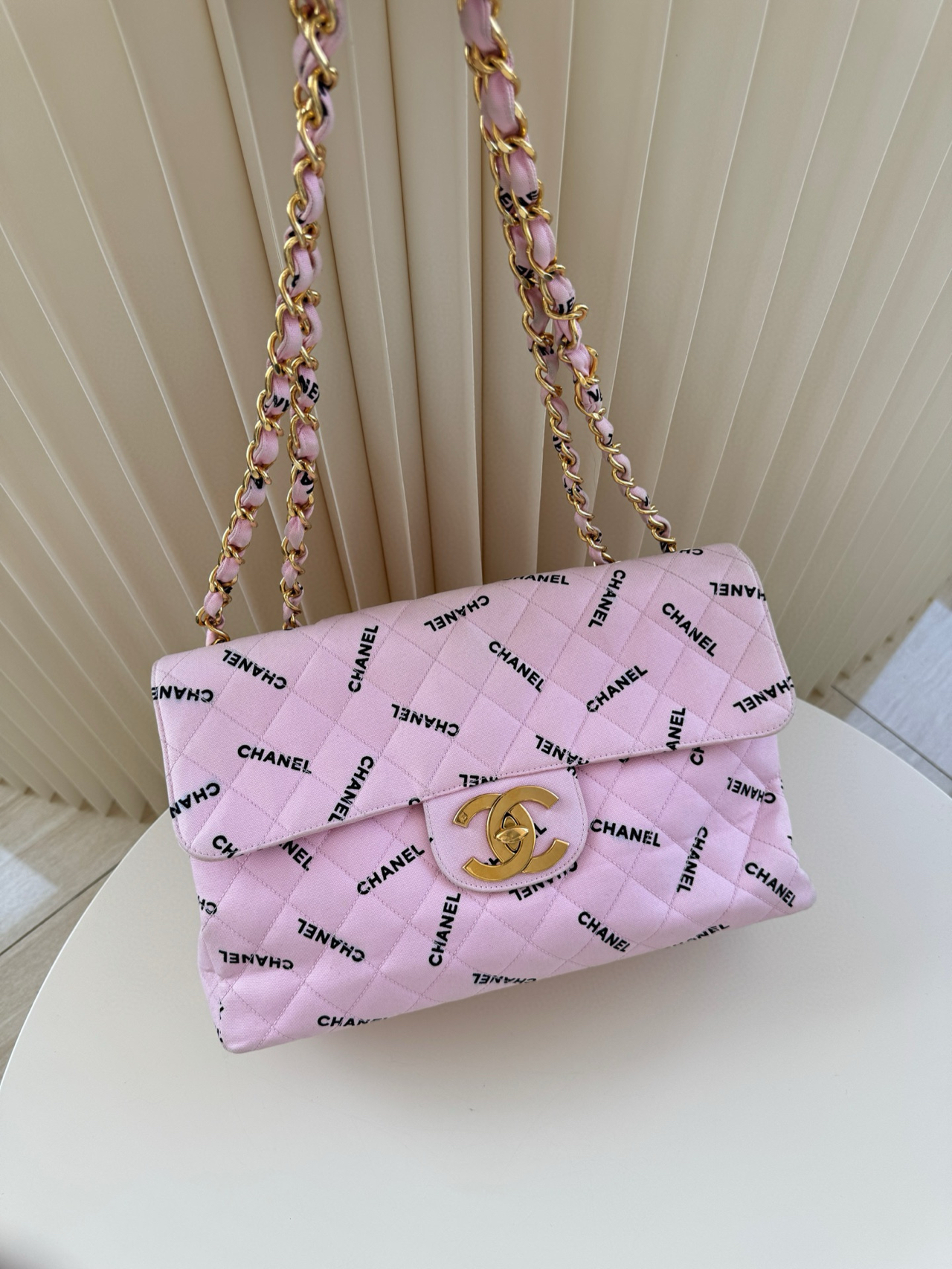 95新 Chanel/香奈儿 7431 Chanel 粉色字母34贝嫂包