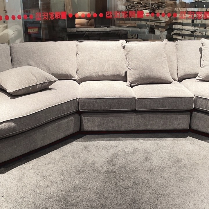 皮革灰色转角大沙发6666