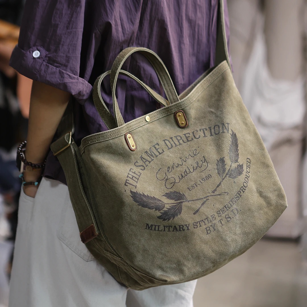 8627两用托特经典复古重工水洗做旧单肩斜挎