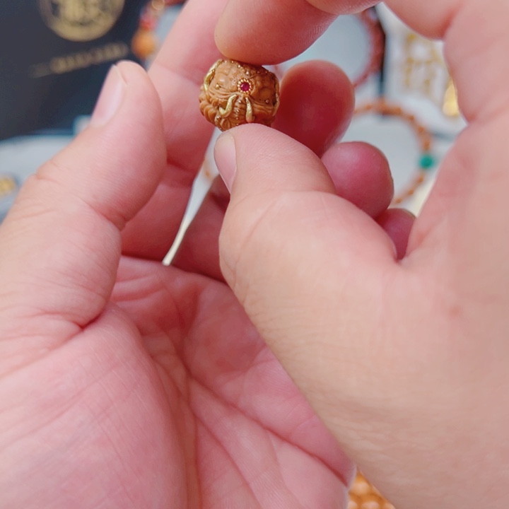 猴头核桃手串浮*猴头单颗单颗象神铜嵌精工