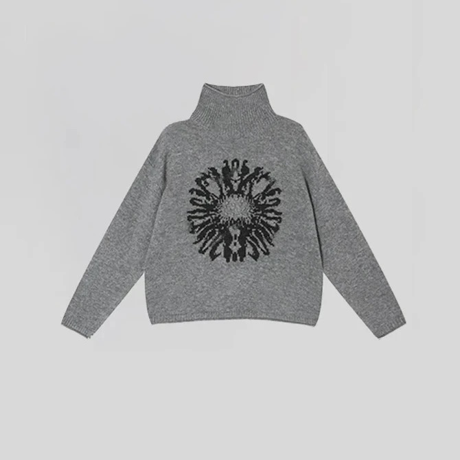 【专柜品质】欧货复古提花高领打底毛衣秋冬韩系百搭宽松保暖针织衫