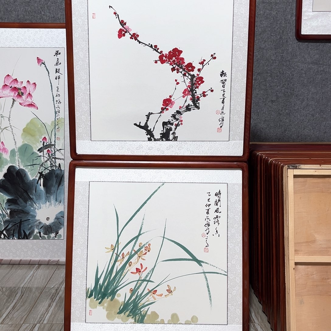 国画书画作品带框63×63