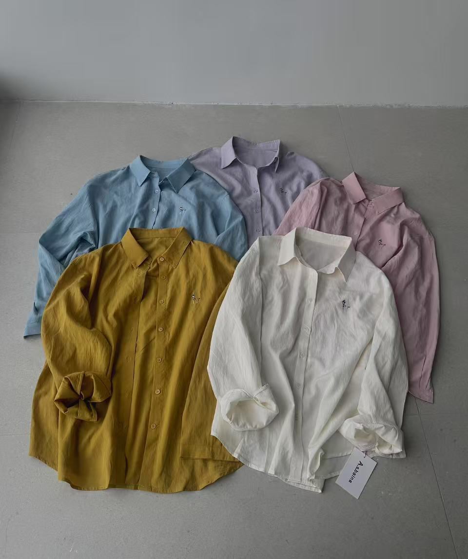 恩熙·新款韩版立领刺绣翻领衬衫3077