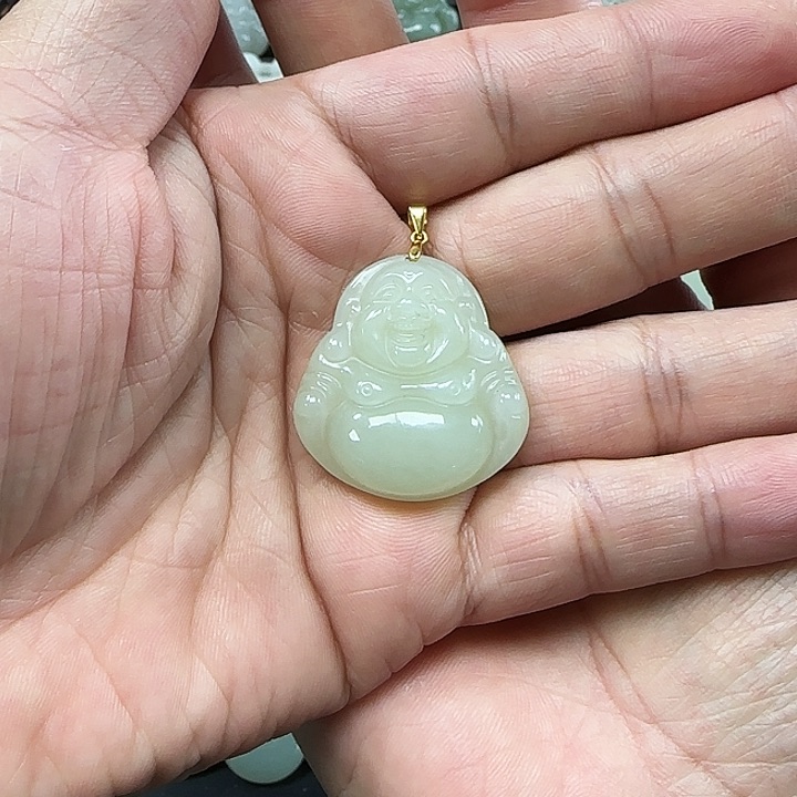 和田玉吊坠(不含链)银S925镶嵌