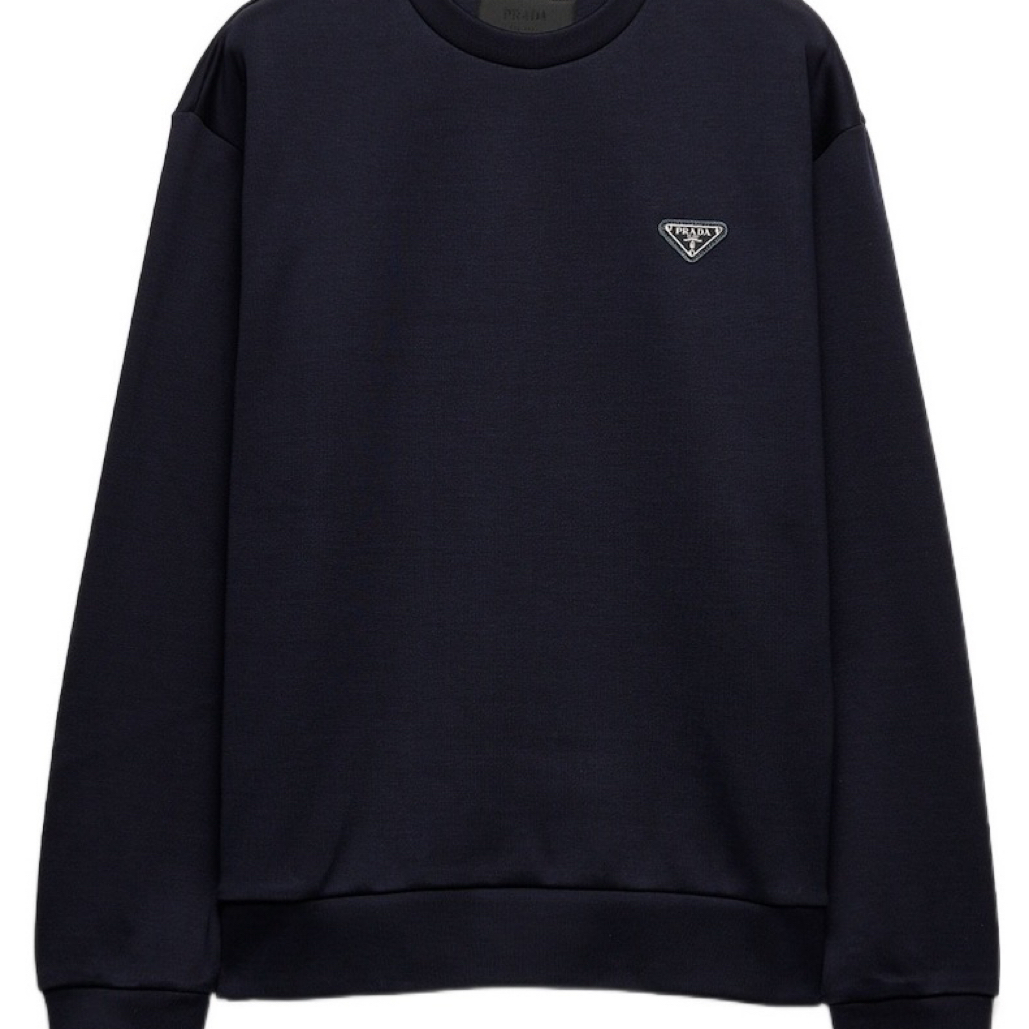 未使用 Prada/普拉达 胸前 Logo三角铁标徽标 卫衣深蓝