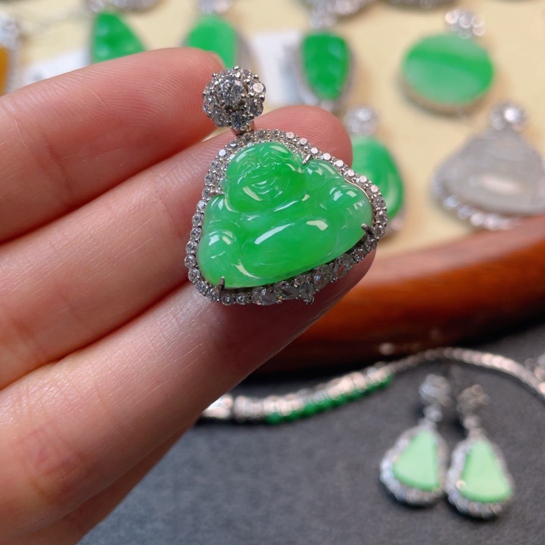 翡翠吊坠(不含链)银S925镶嵌