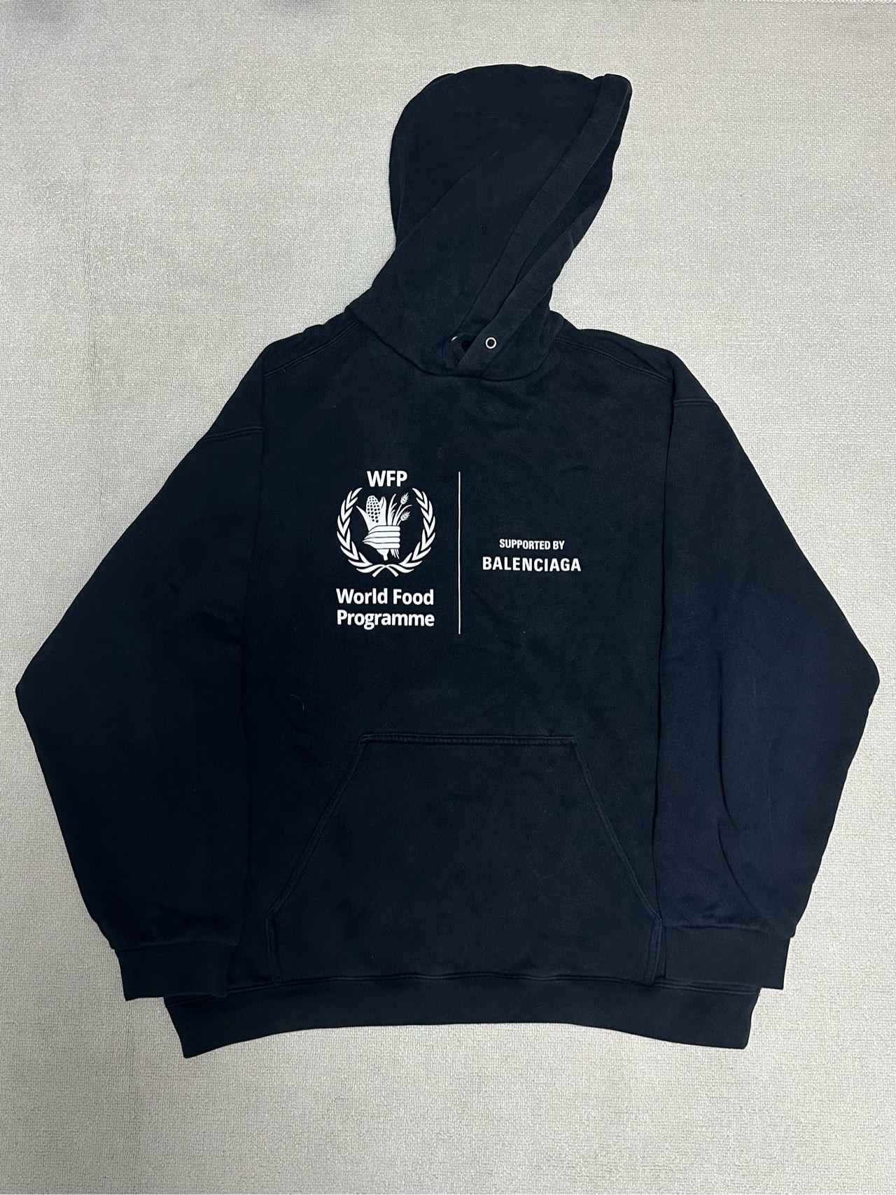 95新 Balenciaga/巴黎世家 L码 WFP 粮食署麦穗连帽卫衣