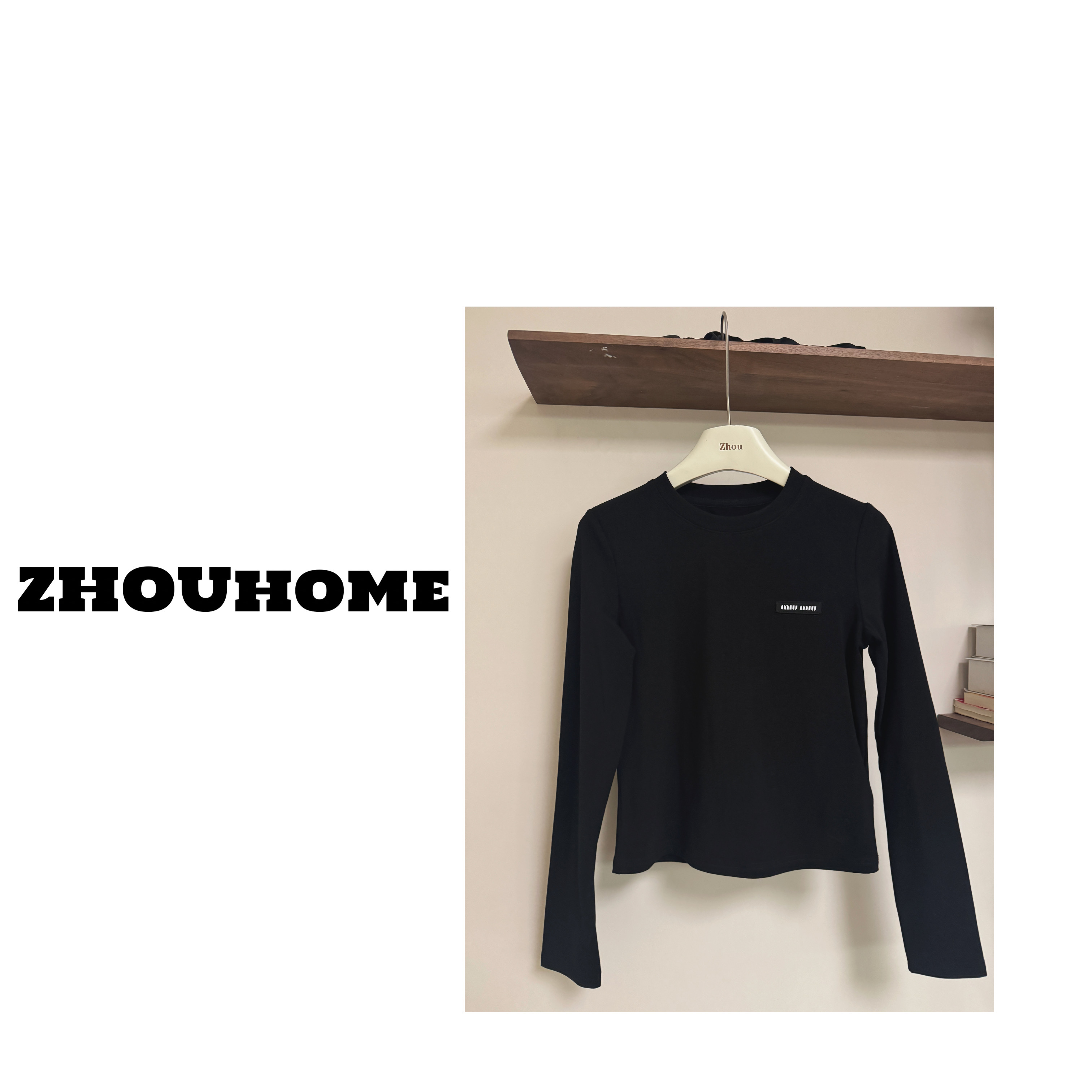 【周周服饰】深圳南油小众设计师款短款长袖磨毛T恤打底衫女冬新款