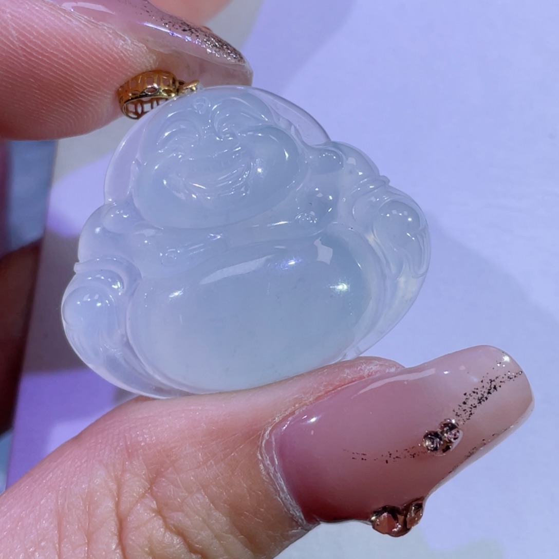 翡翠颈饰18K金镶嵌佛公