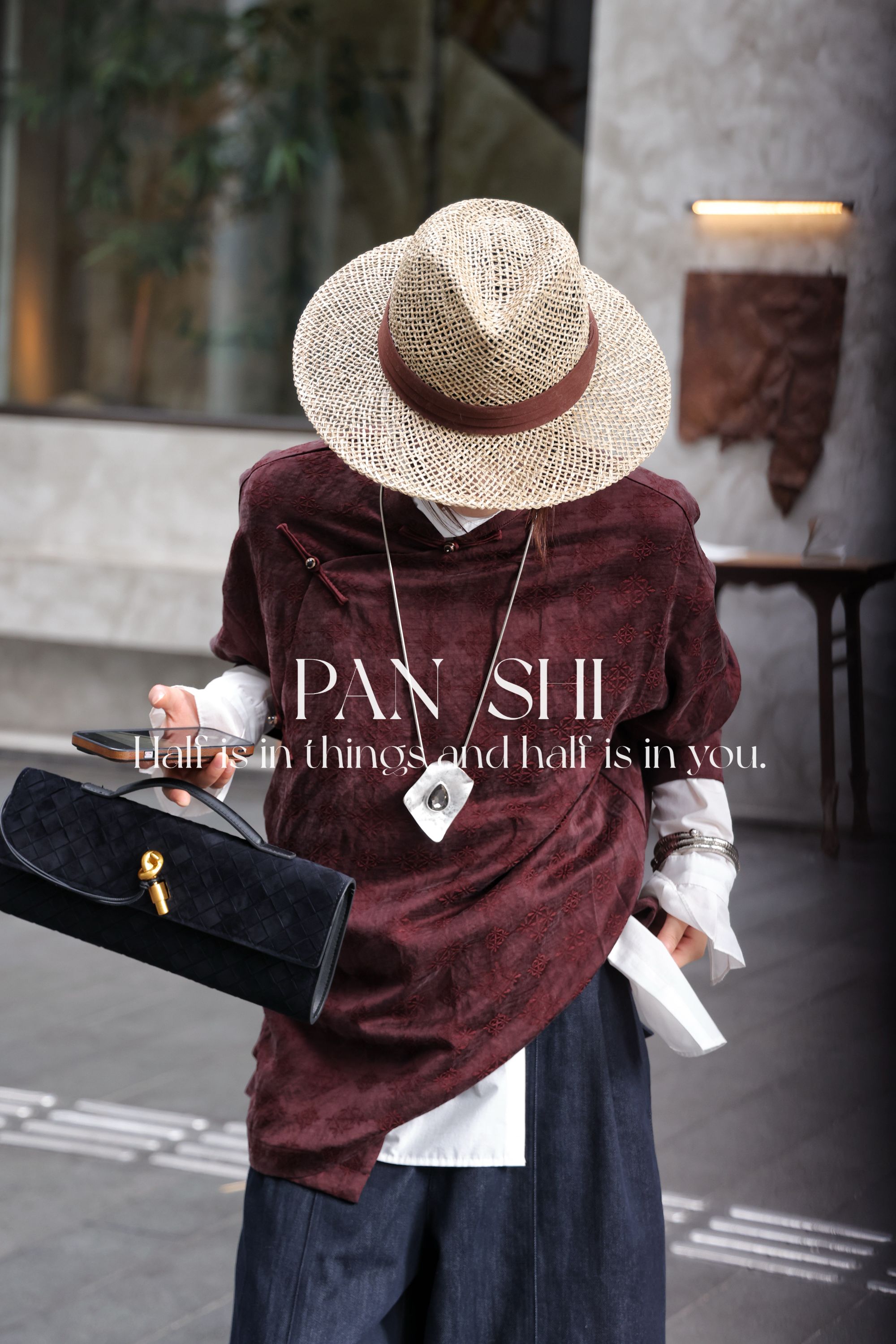 PANSHI【自成风骨】设计款高级感暗纹提花上衣国风不规则剪裁外套