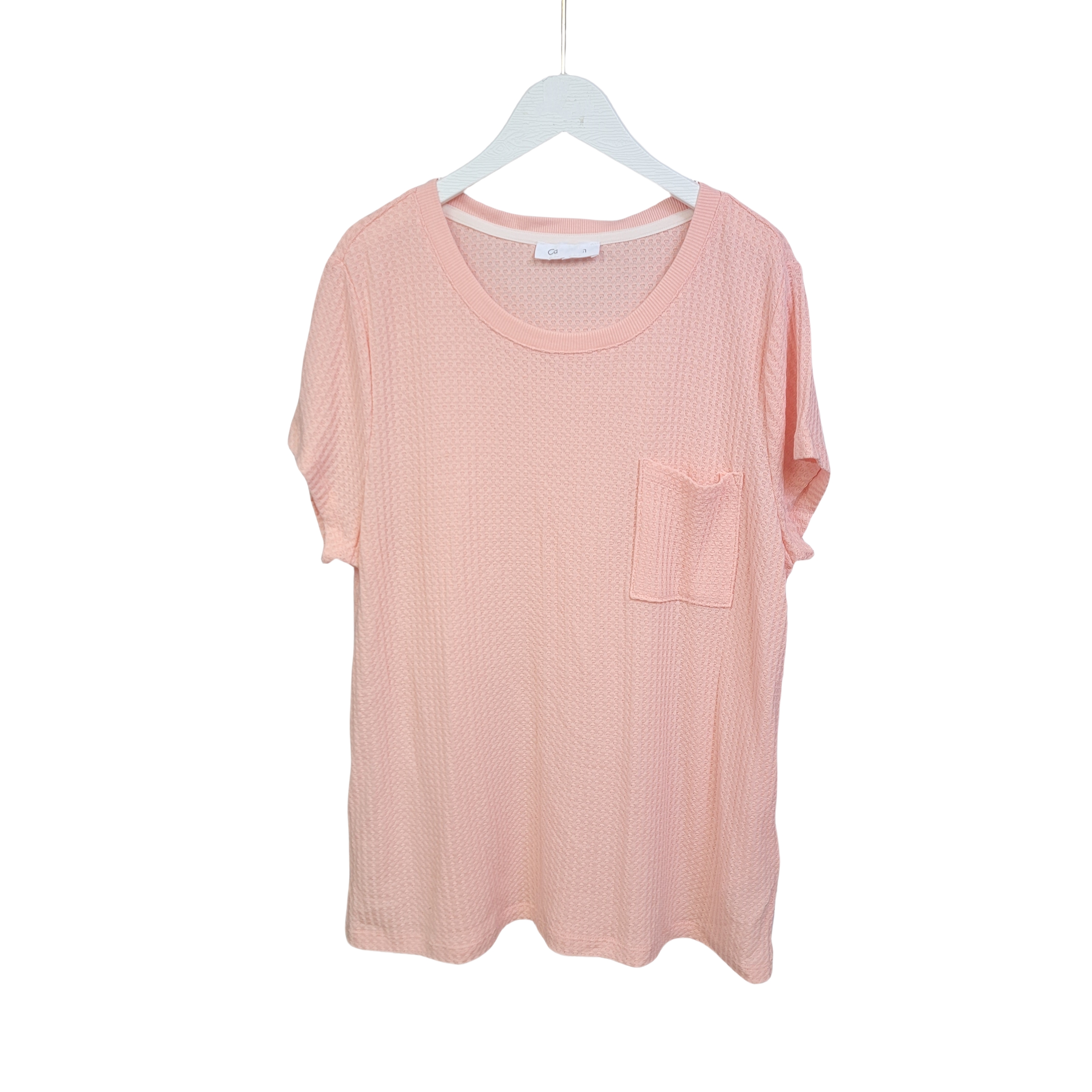 小C家纯元春夏女士三色条纹亲肤舒适简约设计短袖圆领口袋T恤上衣