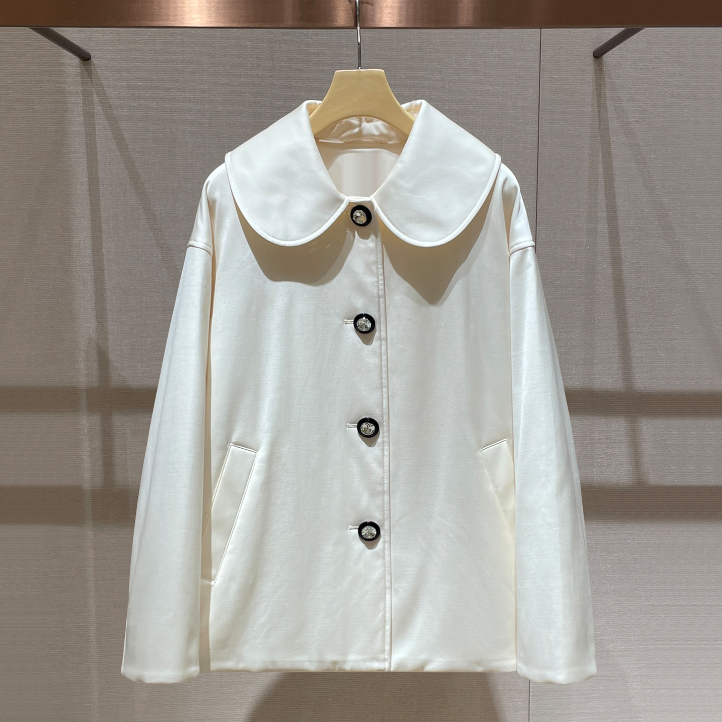 小香娃娃领上衣2025冬季新款韩系别致chic小个子宽松休闲减龄大衣